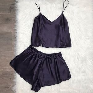 Victoria’s Secret plum purple silk shorts pajamas